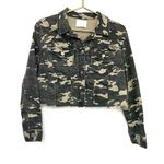 Tinseltown Tinsel‎ Town Crop Jean Shacket Shirt Jacket S Camo Green Photo 0