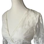 Hello Molly White Floral Embroidered Sheer Long Sleeve Ruffle Mini Dress Sz S Photo 2