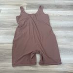 Isabel Maternity‎ Taupe Short Stretch Activewear Unitard Jumpsuit Size Large Brown Photo 3