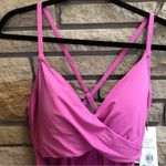 CALIA Women's Tie Front One Piece Swimsuit Pink Geranium Purple 14 NWT Barbie Photo 2