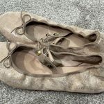 Vince Camuto Size 7.5 Gold Tan Studded Strap Sparkle Ballet Flats Photo 2