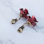 Vintage Clip On Earrings Red Rose Photo 4