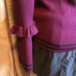 Marled Ribbed Wine w/Black Stripes Sweater Purple Size M Photo 6