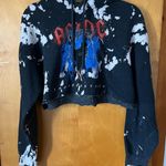 AC/DC Cropped Acid Wash Sweatshirt Black Photo 0
