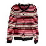 Talbots  Striped Fair Isle Wool Cardigan Sweater Women's Small Red Preppy Classic Photo 2