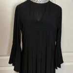 MSK RHIBESTONE COLLAR BLACK BELL SLEEVE DRESS V NECK CUT OUT Photo 3