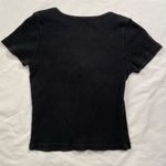 Brandy Melville Brandy Melville short Sleeve, Black Ribbed, scoop Neck Tee, one size Photo 4