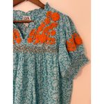 Ivy Jane Sister Mary M 100% Cotton Blue White Floral Embroidered Orange Blouse Size M Photo 1