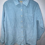 LL Bean Shirt Womens Sz L Blue Corduroy Shacket Jacket Top Size L Photo 0