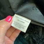 Penny Lane handpainted boho coat, mohair & leather mongolian fur shaggy collar,L Green Size L Photo 4