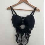 Victoria's Secret  Very Sexy Bombshell Fishnet Floral Teddy Black Size L NWT Photo 3