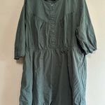 Terra & Sky TERRA & SKY Size 1X 16W-18W Peasant Tiered Long Sleeve Midi Cotton Green Dress Photo 0