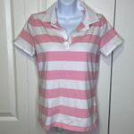 Ralph Lauren Lauren Pink and White Horizontal Striped Polo Shirt Medium Photo 1