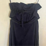 Saints + Secrets Ruffle 100% Linen Strapless Jumpsuit Navy S Photo 7