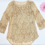 Sundance  Moon Flowers Lace Mesh Top: Champagne Photo 4