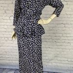 Vintage 80s Rockabilly Peplum Dress Bow Print Ankle Length XS/S Multiple Photo 0