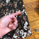 Apostrophe Brown Tan Coral Pink Floral Satin Square Neck Short Sleeve Blouse S Photo 9