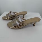 Jones New York Kaleena Embellished Kitten Heel Dress Sandals size 6 Light Gold Photo 6