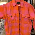 Velvet Heart Pink And Orange Checkered Coat Photo 2