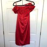 Red Satin Corset Side Slit Midi Dress Size M Size M Photo 7