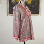 Saint Tropez West  Medium Ivory Blue Pink Tunic Cotton Blouse Beach Photo 2