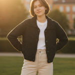 Vintage Foxglove Ireland Wool Tweed Cardigan Jacket Charcoal Flecked Cottagecore Black Size M Photo 0