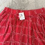 LuLaRoe NWT 2  Madison Skirt‎ 3XL Red White Plaid Print Floral Cottagecore Soft Photo 9