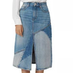 Maje NWOT  size 38 patch work long denim skirt blue womens trendy Photo 0