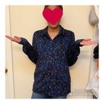 STINE GOYA Black Blue Metallic Button Front Floral Lucian Long Sleeve Top sz XS Photo 14