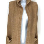 Tahari  Womens Wool Blend‎ Sleeveless Open Front Knit Hoodie Sweater Tan Small Photo 0
