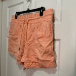 Athleta Women’s Cabo Linen 4" Shorts Elastic Waist Pockets Cactus Peach Size 14 Photo 2