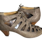 Paul Green Peep Toe Sandal Bootie Metallic Sheen Lace Up Shoes Size 5.5 US 8 Photo 0