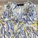 The Limited Sleeveless Ruffled Blouse White with Yellow, Purple & Black Squiggly Photo 8