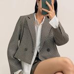 Houndstooth J.ing Sienna Double-Breasted  Cropped Blazer Photo 0