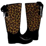 Coach Ocelot Leopard Print Lace-up Back Women's Rain Boots Size 8 Photo 3