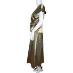Cachet Dress Womens 4 Gold Satin Gown Rosette Evening Wear Formal Wedding Party Photo 2