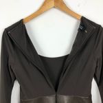 Rickie Freeman Teri Jon Sheath Dress Faux Leather Brown Size 4 Photo 9