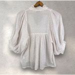 Never A Wallflower High Neck Top‎ Blouse In Pink Confetti Sz L Puff Sleeve White Size L Photo 5