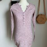 Free People Intimately Thermal Henley Waffle Knit Pink Heather Dress, Size Small Photo 0