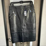 994 NWT Polo by Ralph Lauren Leather Skirt Black Size 8 Photo 1
