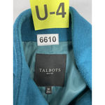 Talbots Womans  Petite Button Down Winter Coat 12 P Turquoise Lined Wool Blend Photo 2