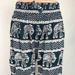 Women's Black White Drawstring Tribal Asian High Waisted Jogger Pants Size S Photo 3
