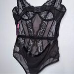 NWT Open‎ Back Black Goth Floral Lace and Mesh Bodysuit Size M Photo 3