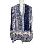 Umgee  Women's Size Small Mixed Print Blouse Bohemian‎ Tassel Oversize Peasant Photo 2