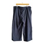 Boutique Plus Size navy pin stripe linen blend wide leg cropped pants 3X Photo 2