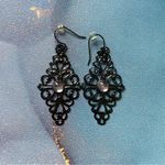 Pewter Filigree Boho Drop Earrings Pink Purple Stone Accent Y2K Dainty Jewelry Silver Photo 3