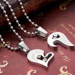 Romantic Cute I LOVE YOU Heart Pendant Necklace Silver Photo 1