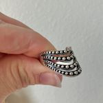 Vintage Knuckle Oxidized Ball Ring “Bronya” Four Shank Chevron Swoop Boho Goth Jewelry Silver Photo 10