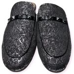 Marc Fisher  Women’s Size 8 Black Silver Foil Wishing Studded Slides Mules Shoes Photo 4