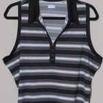 Callaway  Black and White Striped Shirt Golf Sleeveless Polo V-Neck Collar XL Photo 2